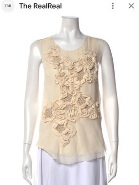 3.1 Phillip Lim sz 4 Beige Silk sleeveless blouse with Beaded Detail